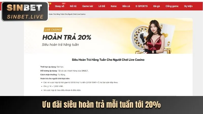 Hoàn trả tiền cược hàng tuần